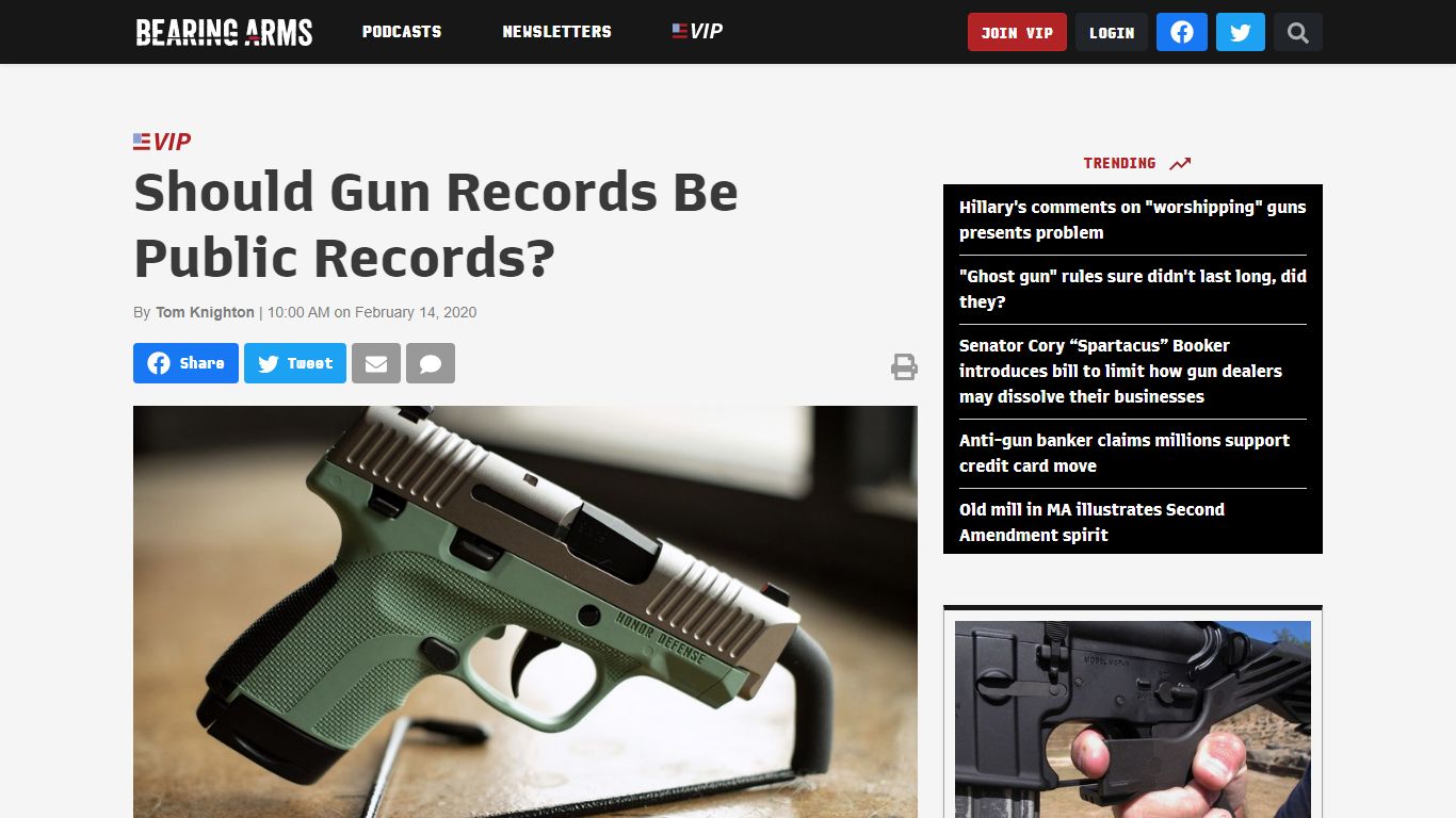 Should Gun Records Be Public Records? – Bearing Arms